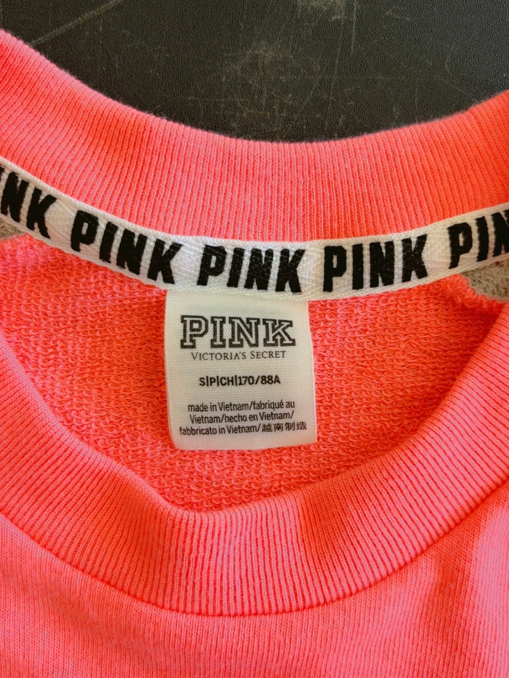 PINK Victoria's Secret Neon Coral Crewneck Sweater